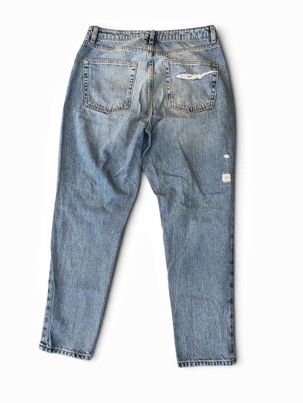 Topshop Mom Jeans W30 L30 Light Wash Distressed High Rise Tapered - Picture 5 of 11